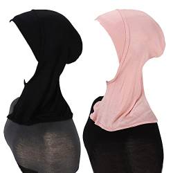 MOWEN 2 Stück Modal Baumwolle Hijab Cap Unterschal zum Islamische Muslimische,Sommer Hut Elastische Headscarf Cap (2P-9) von MOWEN