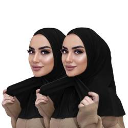 MOWEN 2 Stück Praktische Tasten-Hijab-Mütze aus Modal-Baumwolle, Einfarbig, Untertuch für islamische muslimische Mütze, elastische Kopftuch-Mütze von MOWEN