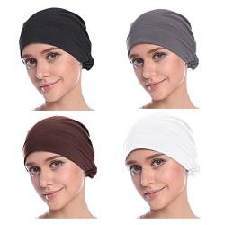 MOWEN 4 Stück Hijab Untermütze Hijab Unterschal Hijab Kappe für Damen (4P-11) von MOWEN