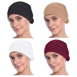 MOWEN 4 Stück Hijab Untermütze Hijab Unterschal Hijab Kappe für Damen (4P-14) von MOWEN