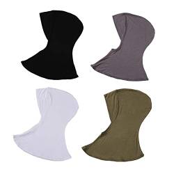 MOWEN 4 Stück Modal Baumwolle Hijab Cap Unterschal zum Islamische Muslimische,Sommer Hut Elastische Headscarf Cap (4P-12) von MOWEN