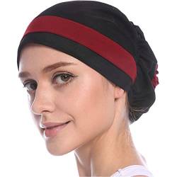 MOWEN Muslimische Zweifarbige Hijab-Kappe für Frauen, Turban, Stretch, Chemo-Hut mit Blumenform von MOWEN