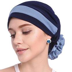 MOWEN Muslimische Zweifarbige Hijab-Kappe für Frauen, Turban, Stretch, Chemo-Hut mit Blumenform von MOWEN