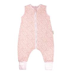 MOYO Schlafsack Baby - Schlafsack mit Füßen 1 TOG - Bio-Baumwolle GOTS - Ganzjahres Baby Schlafsack und Sommerschlafsack Baby - Babyschlafsack als Neugeborenen Set (Rosé 100 cm mit Blüten) von MOYO