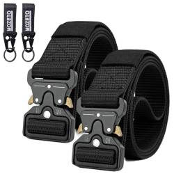 MOZETO Taktischer Gürtel, 2er Unisex Gürtel Nylon Canvas Belt mit Schnellspanner Metallschnalle und Schluesselhaken - Gift Packaging, Schwarz+schwarz, 165cm,N. Schwarz+schwarz, 2er pack,2XL-165cm von MOZETO