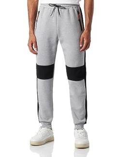 MOZZAAR Men's Jogginghose Leggings, Hellgrau Schwarz, M von MOZZAAR