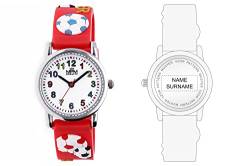 MPM Armbanduhr Kinder Football – H, Personalisierte Kinder Uhr mit Namen Ihres Kindes, Metallgehäuse, Kids Watch mit Uhrenarmband aus Silikon, Kinderuhr Junge mit bunten arabischen Ziffern von MPM Quality