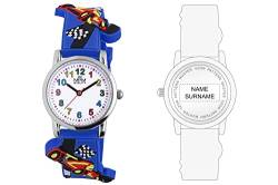 MPM Armbanduhr Kinder Formula – N, Personalisierte Kinder Uhr mit Namen Ihres Kindes, Metallgehäuse, Kids Watch mit Uhrenarmband aus Silikon, Kinderuhr Junge mit bunten arabischen Ziffern von MPM Quality