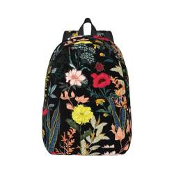 MQGMZ Lässiger Zwei-Schulter-Rucksack mit buntem Boho-Blumendruck, Reisetasche, Anti-Diebstahl-Rucksack für Männer und Frauen, Schwarz , S von MQGMZ