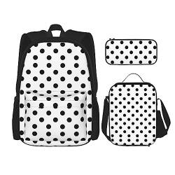 MQGMZ Reiserucksack, gepunktet, 3-teiliges Set, leicht, wasserabweisend, Büchertasche, Lunch-Tasche, Federmäppchen von MQGMZ
