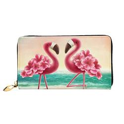 Multi-Card Geldbörse Nachthimmel mit Bäumen Muster Wasserdicht Münzclip Leder Kreditkartenhalter Clutch Geldbörse, Zwei Flamingos, Einheitsgröße, Modern von MQGMZ