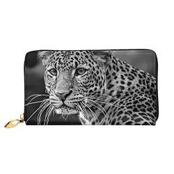 Multi-Card Wallet Gestreiftes Muster Wasserdicht Münzclip Leder Kreditkartenhalter Clutch Geldbörse, Schwarz-weißes Leoparden-Tier, Einheitsgröße, Modern von MQGMZ