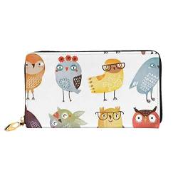 Multi-Card Wallet Happy Easter Eier Hasenschwanz Muster Wasserdicht Münzclip Leder Kreditkartenhalter Clutch Geldbörse, Eulen Vögel, Einheitsgröße, Modern von MQGMZ