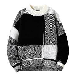 MQMYJSP Dicke Herrenstrickbekleidung Herbst und Winter Lässiger Jugendpullover Bequeme Herrenbekleidung Lange Ärmel Einfacher Pullover Black XS von MQMYJSP