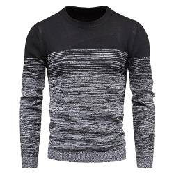 MQMYJSP Herbst- und Winterherrenpullover Langer Ärmel Gestrickter Pullover Runder Ausschnitt Lässige Schlanke Passform Unterteilendes Hemd Black S von MQMYJSP