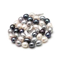 MQXFCZUX Mode-Accessoires 50 cm natürliche Süßwasserperlenkette Frauen, mehrfarbige echte feine Hochzeits-Choker-Perlenketten Schmuck erfüllen (Color : 7 3/8, Size : 8-9mm) von MQXFCZUX