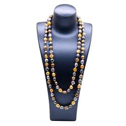 MQXFCZUX Mode-Accessoires Bunte lange Damenkette, 11 mm Perlen, natürlicher unregelmäßiger Barock, langes Kleid, Verlobungskette, Damenperlenkette erfüllen von MQXFCZUX