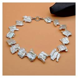 MQXFCZUX Mode-Accessoires Perlenkette, echte Naturbarockperle, besondere Form, weiß, starkes Licht, Damenkette, erfüllen (Color : 6 1/8, Size : White) von MQXFCZUX