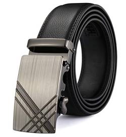 MRACSIY Männer automatische Schnalle Gürtel aus echtem Ledergürtel Schwarz 120CM (schwarz 07) von MRACSIY