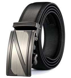 MRACSIY Männer automatische Schnalle Gürtel aus echtem Ledergürtel Schwarz 120CM (schwarz 10) von MRACSIY
