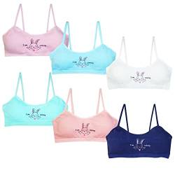 MRCC 6er Pack Mädchen Bustier Trainings-BH Nahtloser Sport-BH Gepolstert Ohne Bügel Büstenhalter abnehmbaren Pads Mehrfarbiges von MRCC