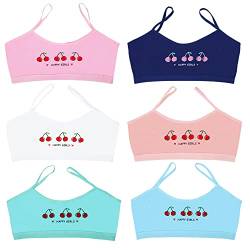 MRCC 6er Pack Mädchen Bustier Trainings-BH Nahtloser Sport-BH Nicht gepolstert mit Spaghettiträger (as3, Numeric, Numeric_146, Numeric_158, Regular, 6er Pack Modell 2) von MRCC