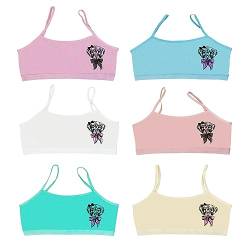 MRCC 6er Pack Mädchen Bustier Trainings-BH Nahtloser Sport-BH Nicht gepolstert mit Spaghettiträger (as3, Numeric, Numeric_146, Numeric_158, Regular, 6er Pack Modell 4) von MRCC