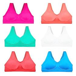 MRCC 6er Pack Mädchen Bustier Trainings-BH breite Träger Sport-BH Gepolstert Büstenhalter abnehmbaren Pads Mehrfarbiges von MRCC