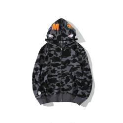 MRRTIME Bape Shark Hoodie, Bape Kapuzenpullover, Men's Jacket, Men's 3D Camouflage Shark Head Hooded Jacket, Hoodie with zipping, Street Fashion, Hoodie with zipping,Grey,M von MRRTIME