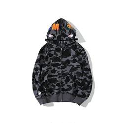 MRRTIME Bape Shark Hoodie, Bape Kapuzenpullover, Men's Jacket, Men's 3D Camouflage Shark Head Hooded Jacket, Hoodie with zipping, Street Fashion, Hoodie with zipping,Grey,XL von MRRTIME