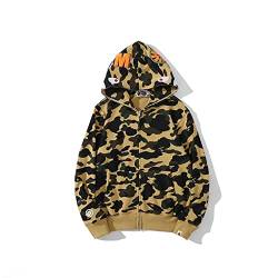 MRRTIME Bape Shark Hoodie, Bape Kapuzenpullover, Men's Jacket, Men's 3D Camouflage Shark Head Hooded Jacket, Hoodie with zipping, Street Fashion, Hoodie with zipping,Khaki,S von MRRTIME