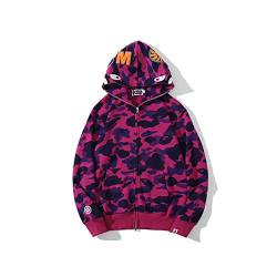 MRRTIME Bape Shark Hoodie, Bape Kapuzenpullover, Men's Jacket, Men's 3D Camouflage Shark Head Hooded Jacket, Hoodie with zipping, Street Fashion, Hoodie with zipping,Purple,M von MRRTIME