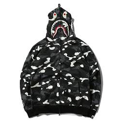 MRRTIME Bape Shark Hoodie, Bape Kapuzenpullover, Men's Jacket, Men's 3D Camouflage Shark Head Hooded Jacket, Hoodie with zipping, Street Fashion, Hoodie with zipping 01,E,L von MRRTIME