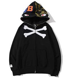 MRRTIME Bape Shark Hoodie, Bape Kapuzenpullover, Men's Jacket, Men's 3D Camouflage Shark Head Hooded Jacket, Hoodie with zipping, Street Fashion, Hoodie with zipping 01,F,L von MRRTIME