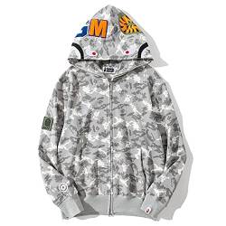 MRRTIME Bape Shark Hoodie, Bape Kapuzenpullover, Men's Jacket, Men's 3D Camouflage Shark Head Hooded Jacket, Hoodie with zipping, Street Fashion, Hoodie with zipping 01,K,M von MRRTIME