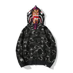 MRRTIME Bape Shark Hoodie, Bape Kapuzenpullover, Men's Jacket, Men's 3D Camouflage Shark Head Hooded Jacket, Hoodie with zipping, Street Fashion, Hoodie with zipping 04,B,S von MRRTIME