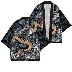 MRRTIME Woman's Japan Happi Kimono Haori Jacket 3/4 Sleeve Transition Jacket Coats Baigui Night Journey Ukiyoe Painting Cos Surrounding Feather Weaving Cloak Kimono 3D Digital Printing von MRRTIME