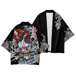MRRTIME Woman's Japan Happi Kimono Haori Jacket 3/4 Sleeve Transition Jacket Coats Baigui Night Journey Ukiyoe Painting Cos Surrounding Feather Weaving Cloak Kimono 3D Digital Printing von MRRTIME