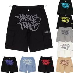 Minus Two Cargo Trousers, Unisex Y2K Short Trousers, Overalls Minus Two Short Trousers, Cargo Jeans Baggy Pants, Trousers Minus Two Straight Trousers Street Pocket High Waist Printed Hip Hop von MRRTIME