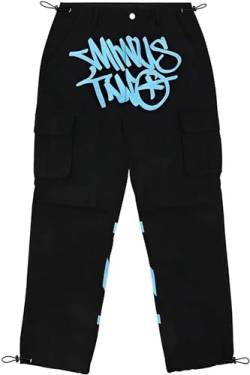 Overalls Minus Two Jogging Bottoms, Y2K Cargo Jeans Baggy Pants, High Waist Printed Hip Hop, Minus Two Cargo, Trousers Minus Two Straight Trousers Street Pocket High Waist Printed Hip Hop von MRRTIME