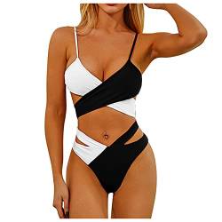 MRULIC Damen Badeanzug Sets Zweiteiliger Ohne Arm Push Up BH Strandkleidung Sommer Strand Swimwear Swimsuits Frauen Beachwear Set(Schwarz,XL) von MRULIC