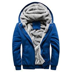 MRULIC Herren Hoodie Pullover Winter Warme Fleece Jacke Zipper Sweater Jacke Outwear Mantel RH-054(Blau,EU-46/CN-XL) von MRULIC