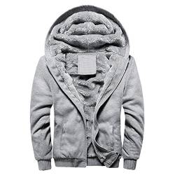 MRULIC Herren Hoodie Pullover Winter Warme Fleece Jacke Zipper Sweater Jacke Outwear Mantel RH-054(Grau,EU-42/CN-M) von MRULIC