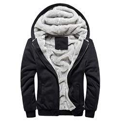 MRULIC Herren Hoodie Pullover Winter Warme Fleece Jacke Zipper Sweater Jacke Outwear Mantel RH-054(Schwarz,EU-48/CN-XXL) von MRULIC