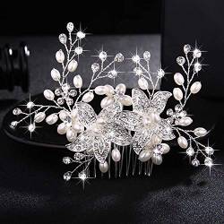 Haarnadel Haarspangen Haarspangen for Frauen Hochzeit Kristallperlen Haarkämme Braut Haarspangen Zubehör Schmuck Handgemachte Frauen Kopfschmuck Kopfbedeckungen for die Braut von MRXFN