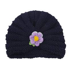 Haarnadel Kinder-Wolle-Stirnband-Zylinder for warme Herbst- und Winter-Haarband Solide Erdbeer-Stirnband-Hut Festes Blumen-Stirnband FLw224 (Color : Navy, Size : Taille unique) von MRXFN