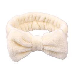 Haarnadel Make-up-Stirnband, elastisch, süßes Bowtie-Design, Spa-Stirnband for Frauen, Mädchen, rot (Color : Beige) von MRXFN