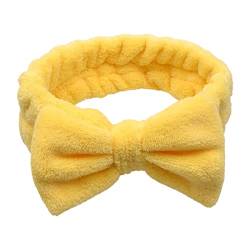 Haarnadel Make-up-Stirnband, elastisch, süßes Bowtie-Design, Spa-Stirnband for Frauen, Mädchen, rot (Color : Yellow) von MRXFN