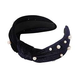 Haarnadel Perlen-Stirnband, geknotetes Stirnband, Haarschmuck, waschbares Stirnband, Perückenwickel (Color : Nero, Size : Taille unique) von MRXFN