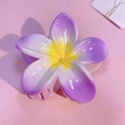 Haarnadel Plumeria-Blumen-Haarkralle aus Acryl mit starkem Halt, französisches Design, Kiefer-Haarspangen for dünnes Haar, stilvoller Haarschmuck for Frauen und Mädchen ( Color : Purple ) von MRXFN